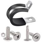 Abraçadeira para cabos Twidec 3/8" em aço inoxidável com revestimento de borracha Abraçadeira para cabos Twidec 3/8" em aço inoxidável com revestimento de borracha