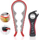Abridor de jarras, abridor de latas multifuncional 5 em 1, kit abridor de garrafas com alça de silicone, fácil de usar para crianças, idosos e pessoas com artrite (vermelho maçã