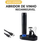 Abridor de Vinho Elétrico Recarregável com Base e Acessórios Tipo C, Silencioso e Moderno