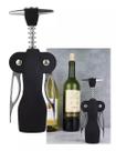 Abridor De Vinhos Saca Rolhas Preto Cromado Manual Inox