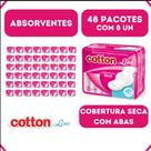 Absorvente Cotton Cobertura Seca - Com Aba - Kit 48 - 8 Un