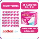 Absorvente Cotton Cobertura Seca - Com Abas - Kit 36 - 8 Un