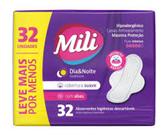 Absorvente Mili Dia e Noite com abas, cobertura suave, 32 unidades