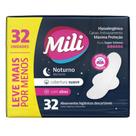 Absorvente Noturno Mili Suave com Abas 32 Unidades Máxima Proteção e Conforto