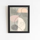 Abstrato Minimalista Bege Arte Quadro Moldura Preta 60x40cm