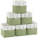 Acabamento do cesto de armazenamento Bo Fabric Cubes, pacote com 6 cubos de 28 x 28 cm branco/verde