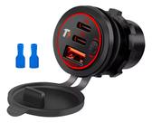 Acendedor de Cigarros Tomada Carro Plug Usb Caminhão Tripla Usb Cor:Vermelho