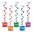 Acessório de festa Beistle Happy Birthday Whirls 33 cm - 5 unidades