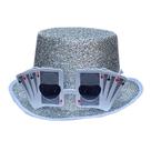 Acessório Fantasia Jogador Cartas Cassino: Cartola + Óculos Temático + 50 Palitos Naipe Baralho - Festa Decoração
