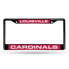 Acessório para carro/caminhão/SUV Rico Industries NCAA Louisville Cardinals Black Laser Cut Chrome Frame 30 x 15 cm