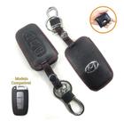 Acessório Revestido em Couro Chaveiro Chave Presencial 3 Botões Hyundai Azera Ix35 Elantra