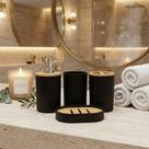 Acessórios Banheiro Bambu Conjunto 4 Peças Dispenser Sabonete Porta Escova De Dente Elegante Rústico