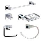 Acessórios de Banheiro Quadrado Aço Inox kit 5 Peças Cromado Acessórios de Banheiro Quadrado Aço Inox kit 5 Peças Cromado