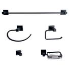 Acessorios de Banheiro Quadrado Aço Inox kit 5 Peças Preto