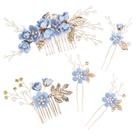 Acessórios de cabelo BOWINR Wedding Hair Comb com strass x5 azul