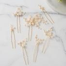 Acessórios de cabelo SWEETV Bride Hair Pins Pearl Leaf Vintage