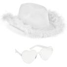 Acessórios de cowgirl Chapéu de cowboy branco incrível com óculos