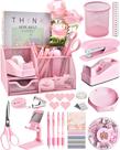 Acessórios de mesa LXEVIHK Pink 24 unidades com dispensador de fita, grampeador