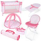 Acessórios para bonecas DeAO Baby Doll Playset 6 em 1 rosa