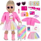 Acessórios para bonecas ZITA ELEMENT Rainbow Suitcase Travel Set