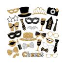 Acessórios Para Cabine De Fotos De Festa Em Preto E Dourado, 30 Peças, Suprimentos Para Aniversário,