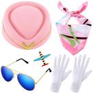 Acessórios para fantasias de comissário de bordo Bencailor, 6 peças, rosa