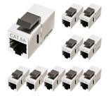 Acoplador Keystone FGB Cat6a blindado de 10 Gbps RJ45 Silver, pacote com 10
