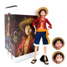 Action Figure One Piece Luffy, estátua de PVC de 26,5 cm com rostos