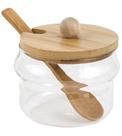 Açucareiro 255ml De Vidro Com Tampa E Colher De Bambu
