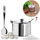 Açucareiro Aço Inox Profissional Com Tampa E Colher 150g Açucareiro Aço Inox Profissional Com Tampa E Colher 150g