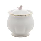 Açucareiro Birds De Porcelana 300ml Branco, Dourado E Rosa Wolff