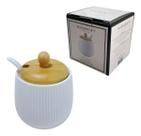 Açucareiro Cerâmica E Tampa Bambu 360ml Com Colher Hauskraft Oásis
