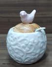 Açucareiro com colher ceramica detalhe passaro Açucareiro com colher ceramica detalhe passaro