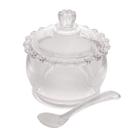 Açucareiro Com Colher Daisy De Cristal De Chumbo Incolor Porta Açúcar Pote Organizador Para Mesa Bancada Cozinha