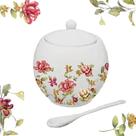 Açucareiro com Colher de Porcelana Romântico Le Jardin Colors 350ml Hauskraft Açucareiro com Colher de Porcelana Romântico Le Jardin Colors 350ml Hauskraft