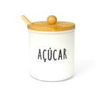 Açucareiro Com Colher Doha Em Vidro E Bambu P/Açúcar 300ml