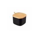 Açucareiro com Tampa Bambu Preto Mesa Porta Condimentos