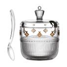 Açucareiro Cristal Colher Tampa Luxo Abelhas Âmbar 360ml Mesa Posta Cozinha Decorativo