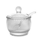 Açucareiro de Cristal Pearl Transparente com Colher Bolinha 11cm Wolff