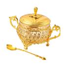 Açucareiro De Vidro Dourado Com Tampa E Colher, Pote De Temperos E Doces Para Cozinha, Cafeteria,