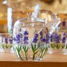 Açucareiro de vidro lavanda com colher porta açúcar lyor cantinho do café com tampa