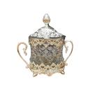 Açucareiro Decorativo em Cristal com Detalhes Prateado 20x14cm