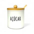 Açucareiro Doha De Vidro E Bambu Com Colher 300ml