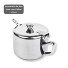 Açucareiro em Inox com Tampa e Colher 200ml ou 420ml para Cozinha Café Sobremesa
