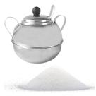 Açucareiro Inox Com Tampa Colher Pote Açucar 500g Premium