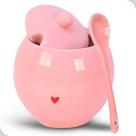 Açucareiro L'amour Hauskraft Porcelana com Tampa e Colher 350ml Rosa