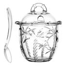 Açucareiro Trancoso em Vidro Transparente 220ml com Colher Ideal para Mesa Posta, Café e Cozinha E