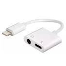 Adaptador 2 Em 1 Iphone Ipad Lightning Para Fone De Ouvido P2 E Carregador