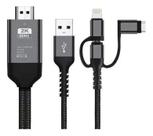 Adaptador 3 em 1 hdtv cabo adaptador compatível com hdmi, lightning para hdtv cabo para ios android micro usb tipo c