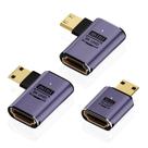 Adaptador AreMe 8K Mini HDMI para HDMI (pacote com 3) Ângulo de 90